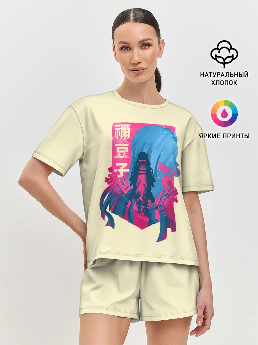 Женская пижама с шортами / Nezuko Neon