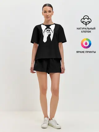 Женская пижама с шортами / Смокинг | Поправляю галстук