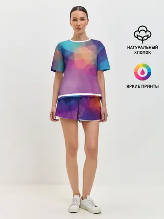 Женская пижама с шортами / Цветные полигоны - Градиент