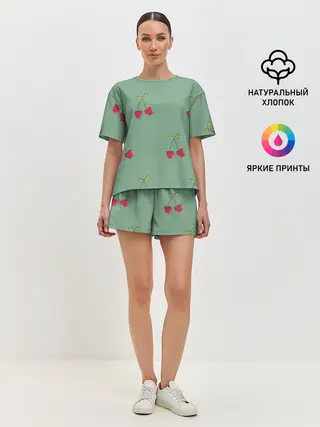 Женская пижама с шортами / КраСная Вишня