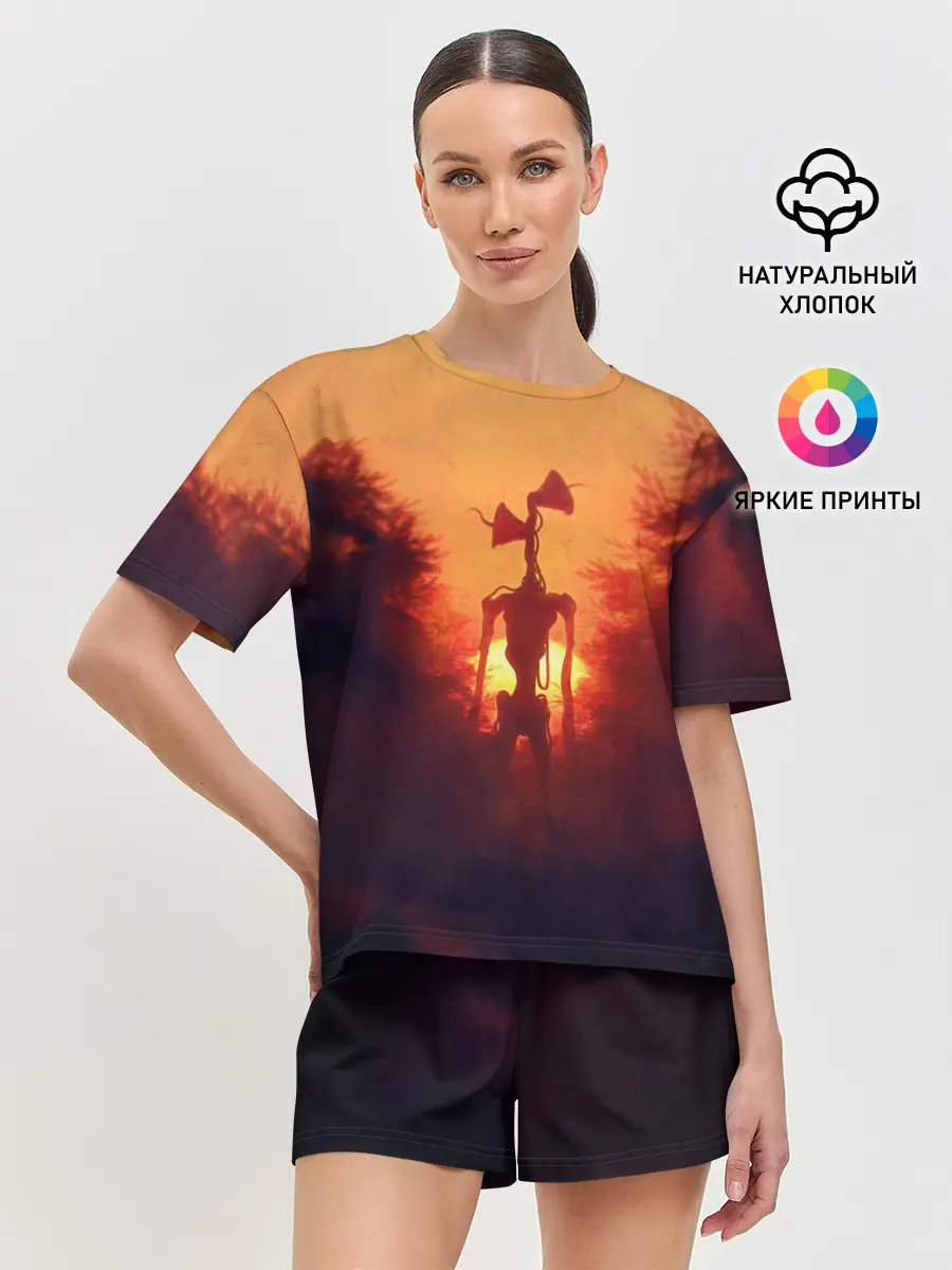 Женская пижама с шортами / СИРЕНОГОЛОВЫЙ ORANGE