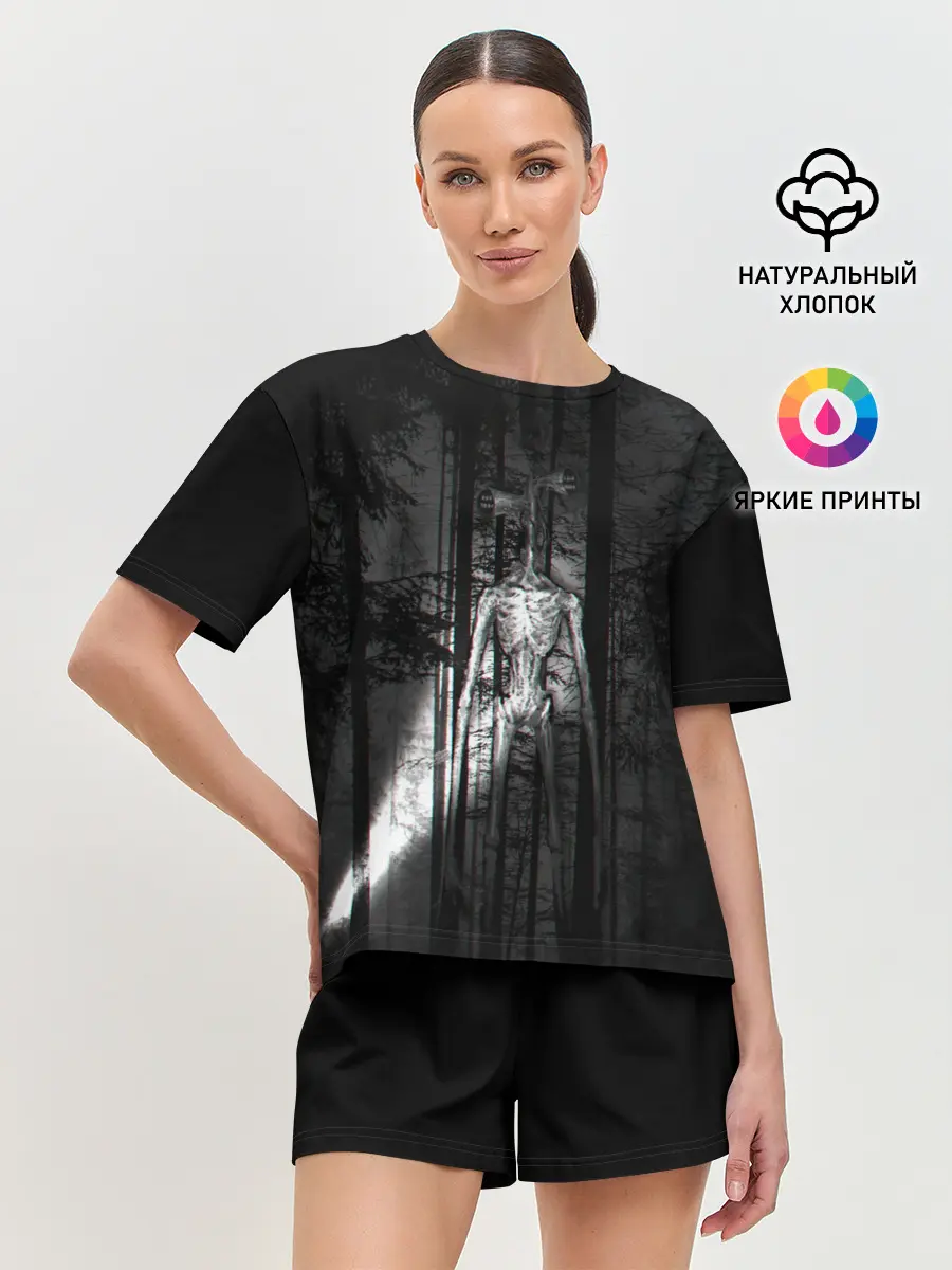 Женская пижама с шортами / СИРЕНОГОЛОВЫЙ GLITCH