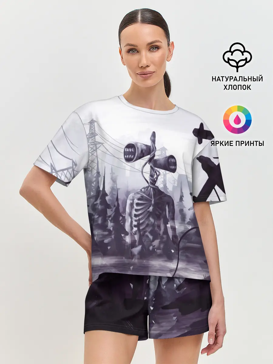 Женская пижама с шортами / СИРЕНОГОЛОВЫЙ В ГОРОДЕ