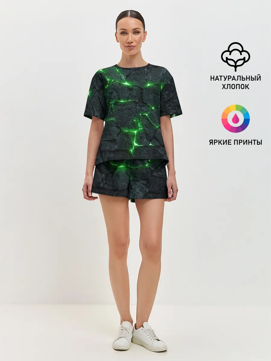 Женская пижама с шортами / ЗЕЛЁНОЕ ИЗЛУЧЕНИЕ