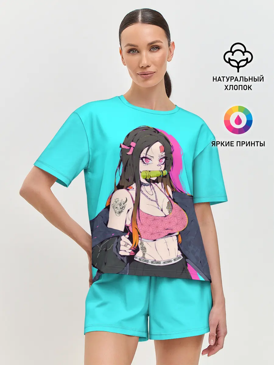 Женская пижама с шортами / Стильная Нэезуко