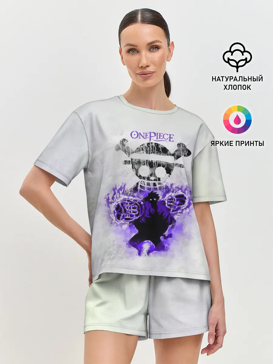 Женская пижама с шортами / Пламенный резиновый Луффи | One Piece