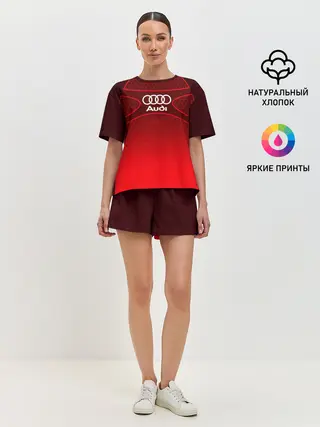Женская пижама с шортами / AUDI красная сетка