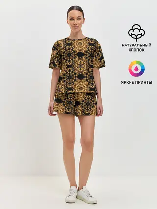 Женская пижама с шортами / классические узоры