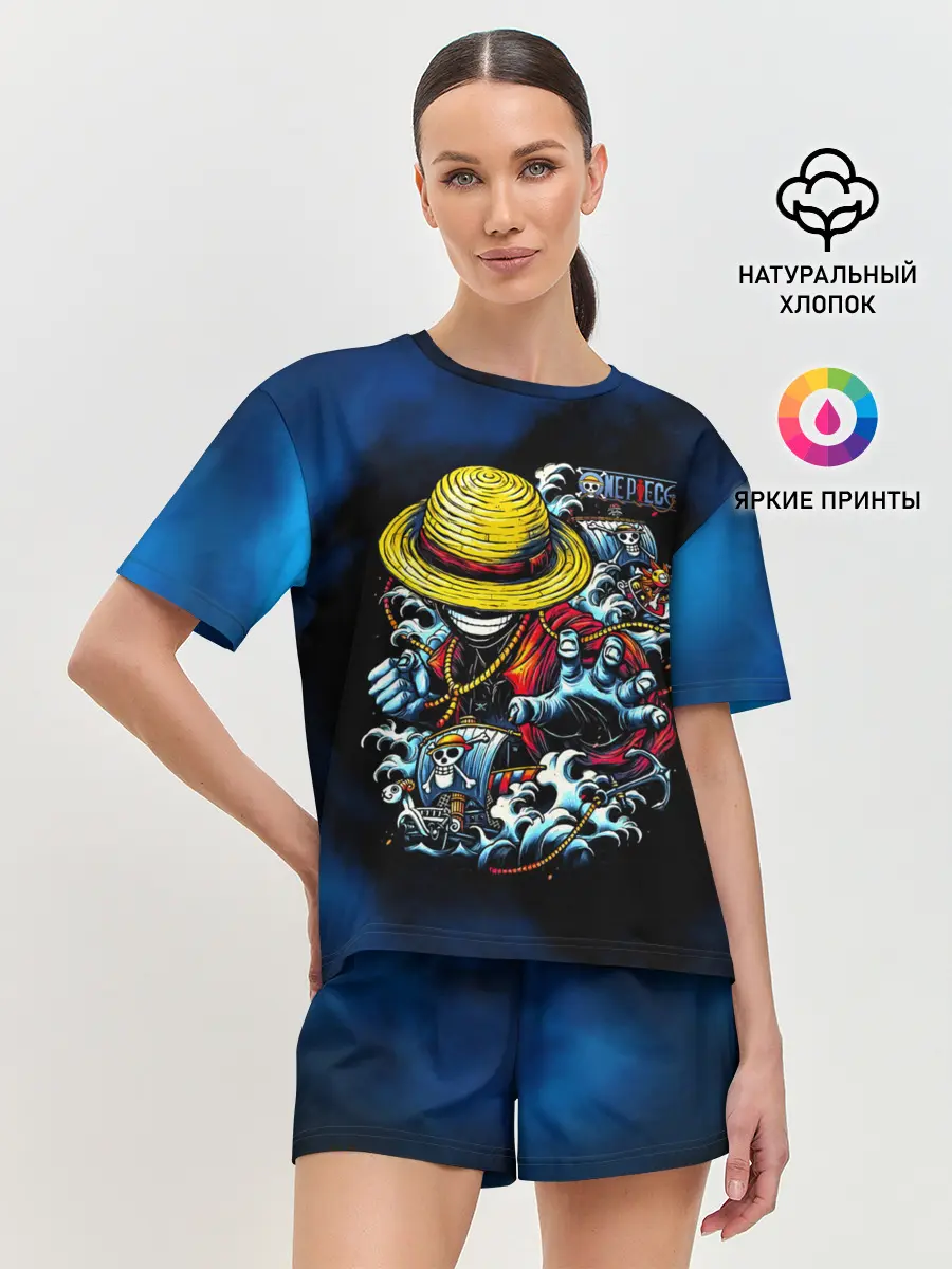 Женская пижама с шортами / Луффи пират Соломенной Шляпы