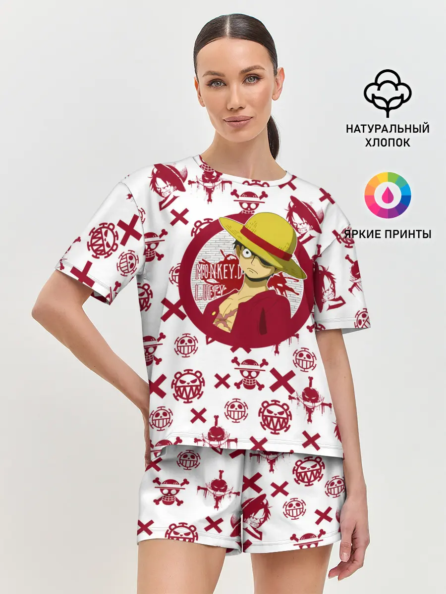 Женская пижама с шортами / Манки Д. Луффи | пиратские знаки One Piece