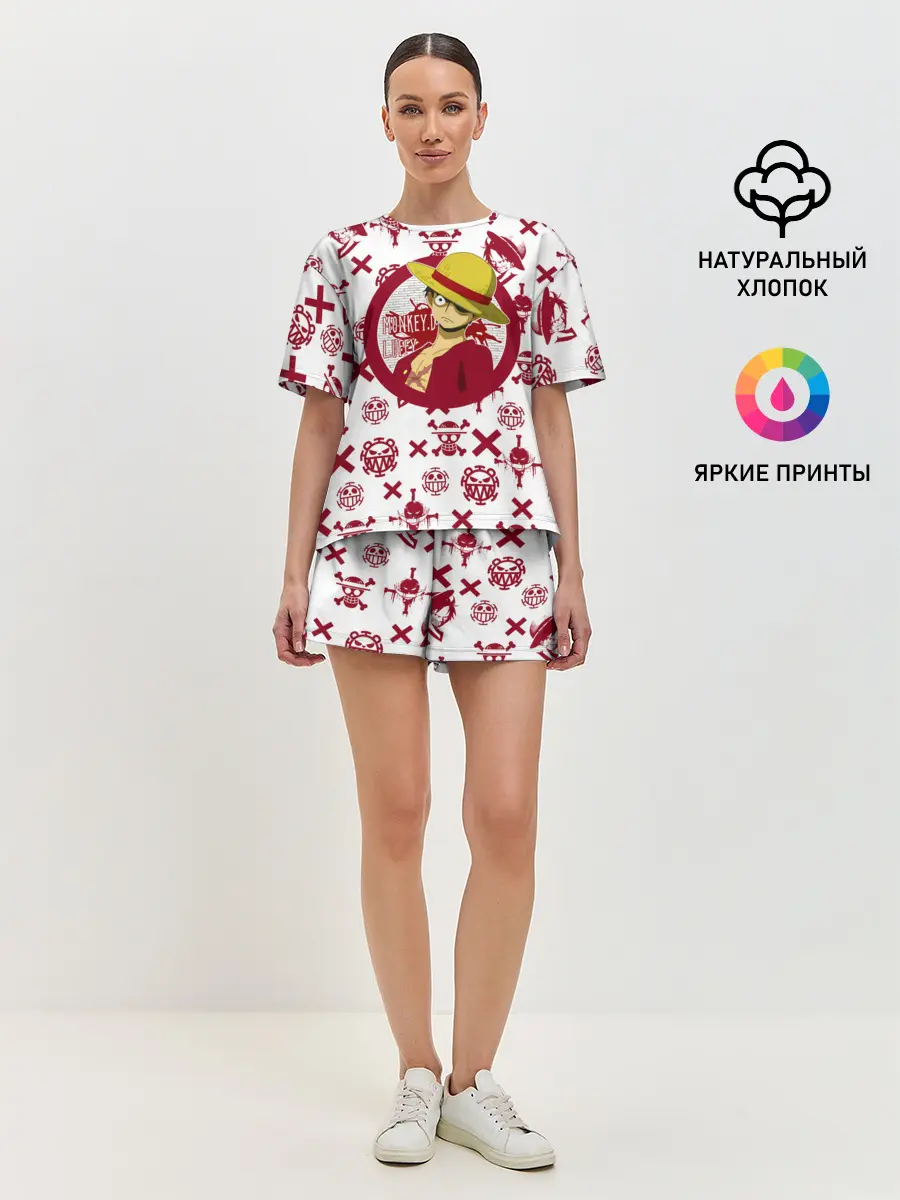 Женская пижама с шортами / Манки Д. Луффи | пиратские знаки One Piece