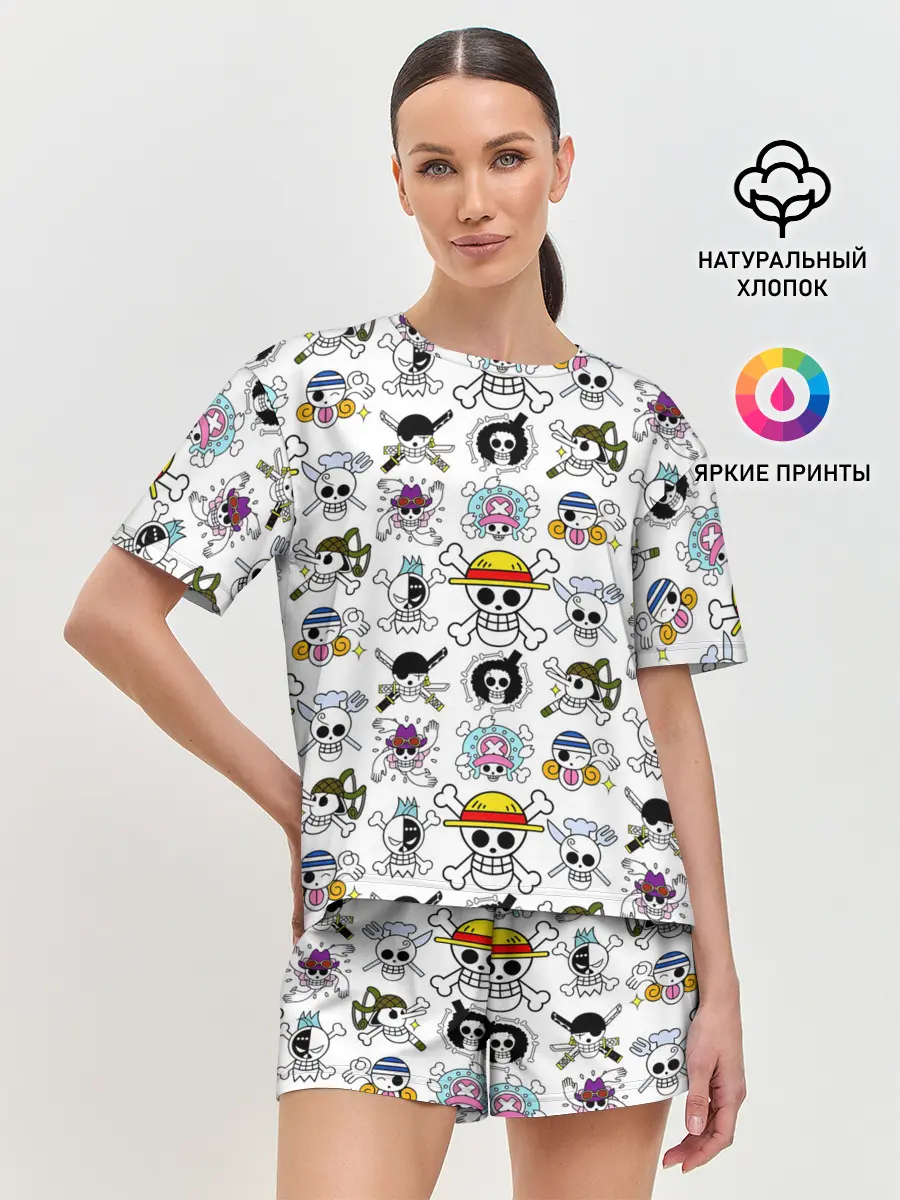 Женская пижама с шортами / Веселые Роджеры пиратов Соломенной Шляпы