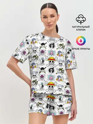 Женская пижама с шортами / Веселые Роджеры пиратов Соломенной Шляпы