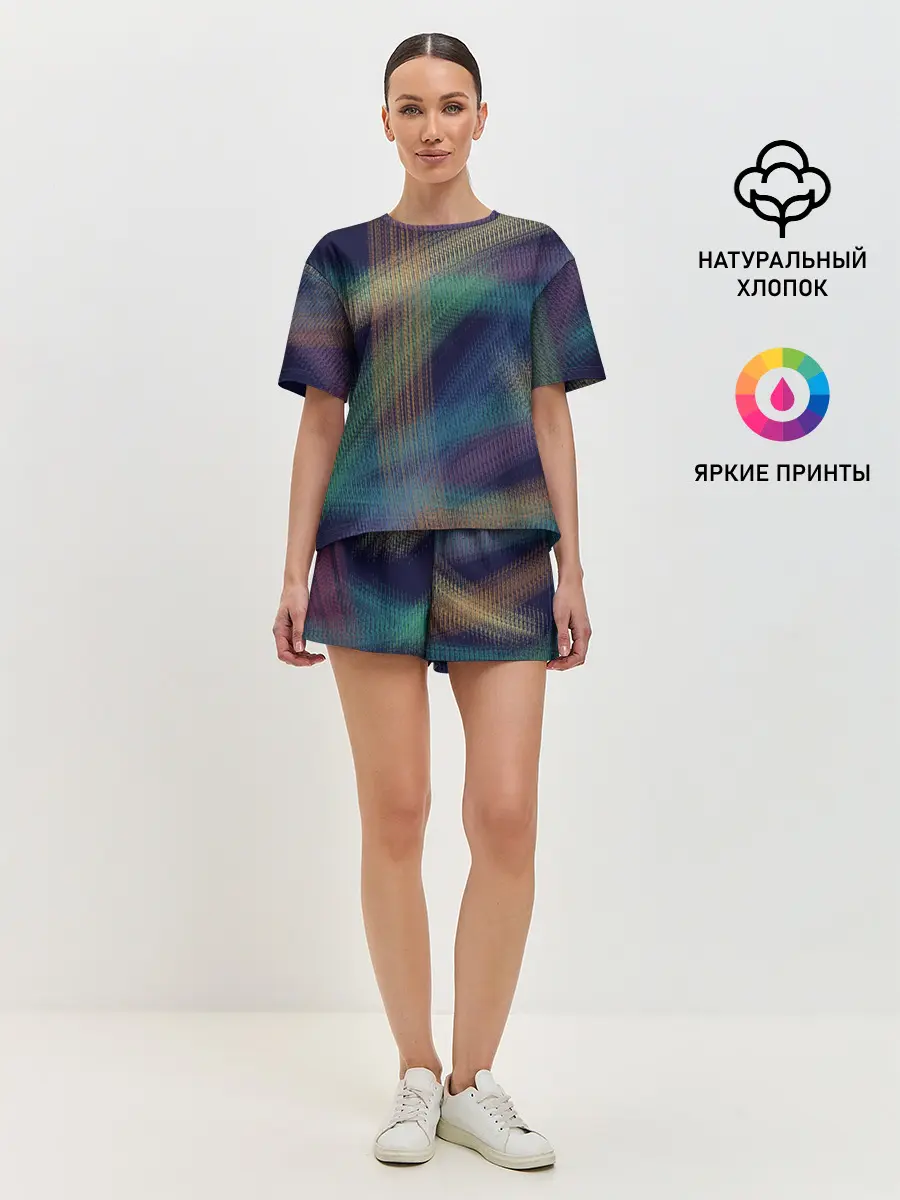 Женская пижама с шортами / разноцветная