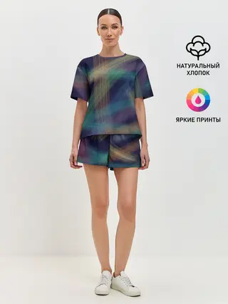 Женская пижама с шортами / разноцветная