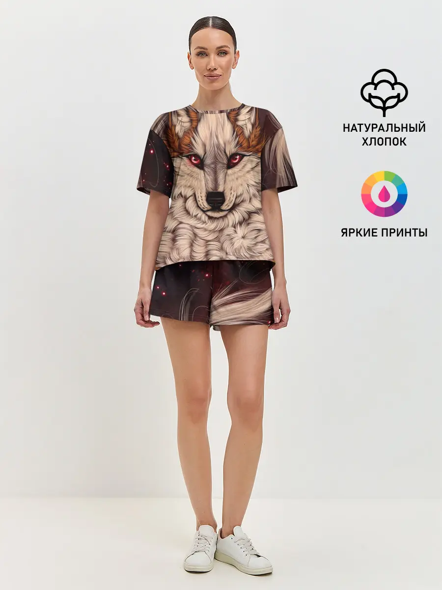 Женская пижама с шортами / Красивая Волчица