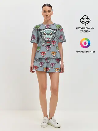 Женская пижама с шортами / Леопард