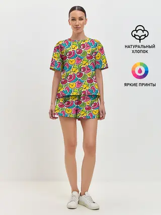 Женская пижама с шортами / Лето. Ягоды. Фрукты