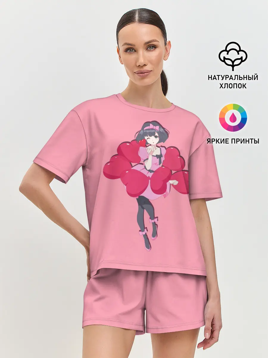 Женская пижама с шортами / Аниме. Девушка. Любовь