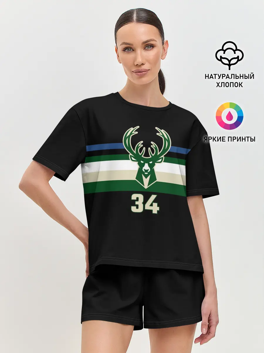 Женская пижама с шортами / Milwaukee Bucks форма. Яннис Адетокумбо