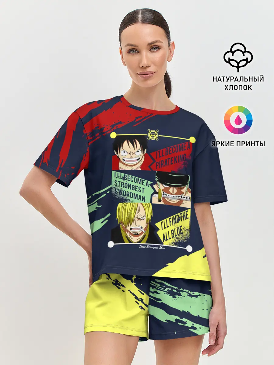 Женская пижама с шортами / Луффи, Зоро и Санджи One Piece