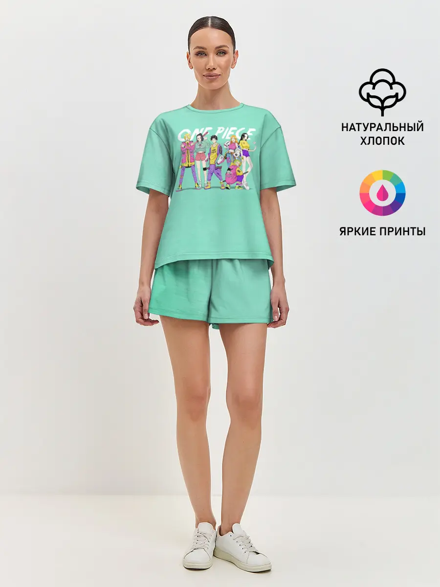 Женская пижама с шортами / Пираты One Piece на стиле