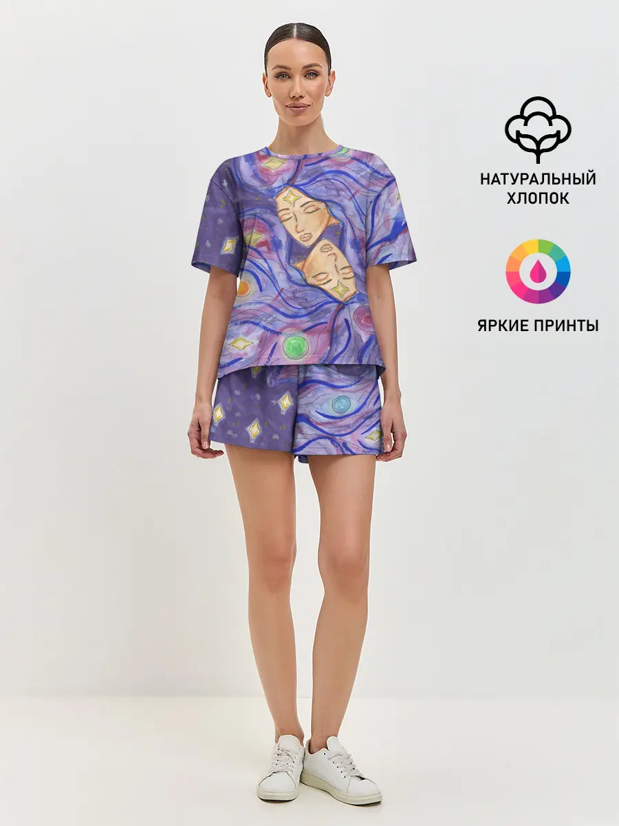 Женская пижама с шортами / Галактика