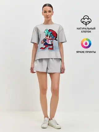 Женская пижама с шортами / Бойфренд с микрофоном