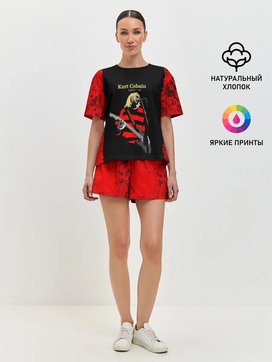 Женская пижама с шортами / КУРТ КОБЕЙН | НИРВАНА | ЛОГО