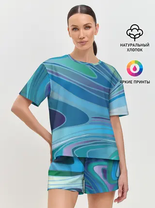 Женская пижама с шортами / Морская волна