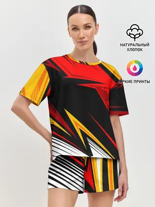 Женская пижама с шортами / КРАСНО-ЖЕЛТЫЙ СПОРТ | SPORT