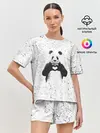 Женская пижама с шортами / Панда Любовь Сердце Брызги