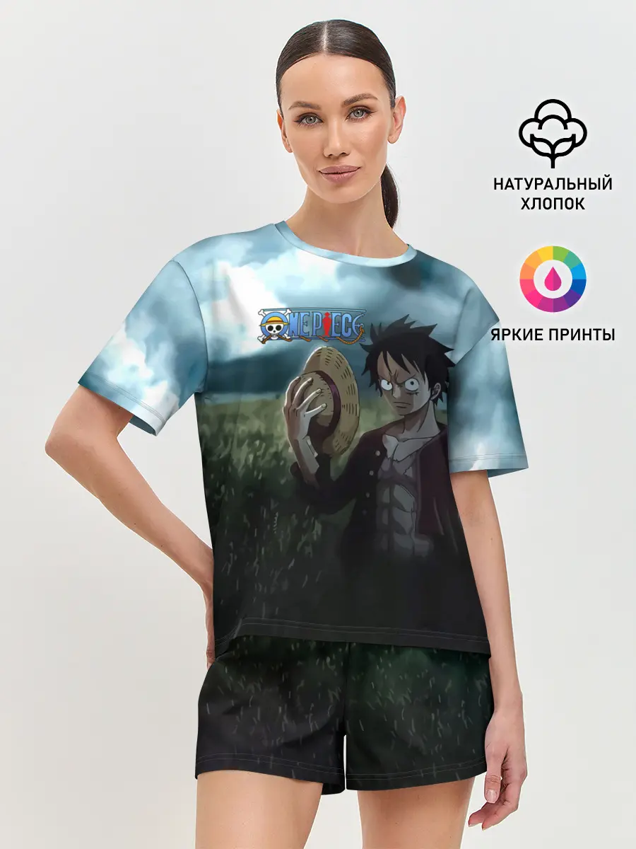 Женская пижама с шортами / Луффи в поле. One Piece