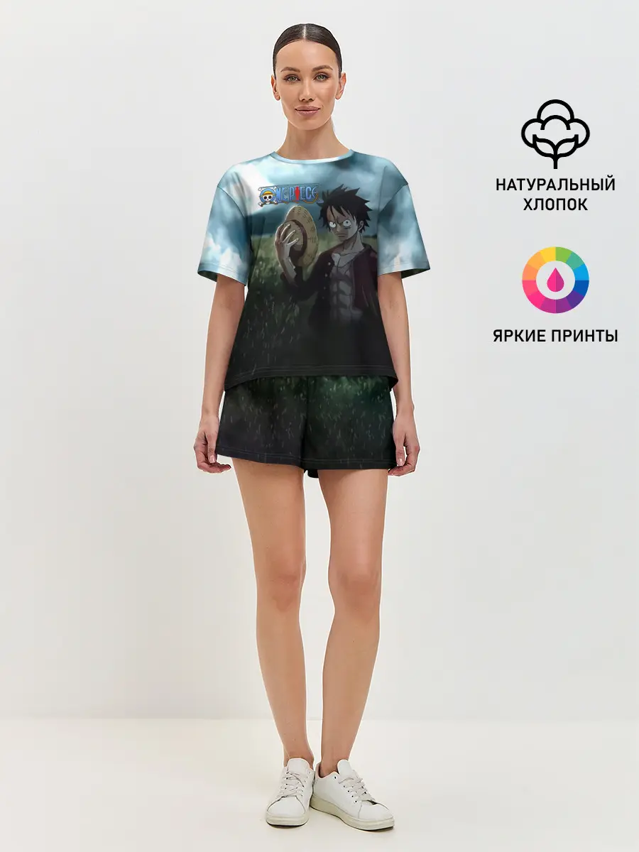 Женская пижама с шортами / Луффи в поле. One Piece