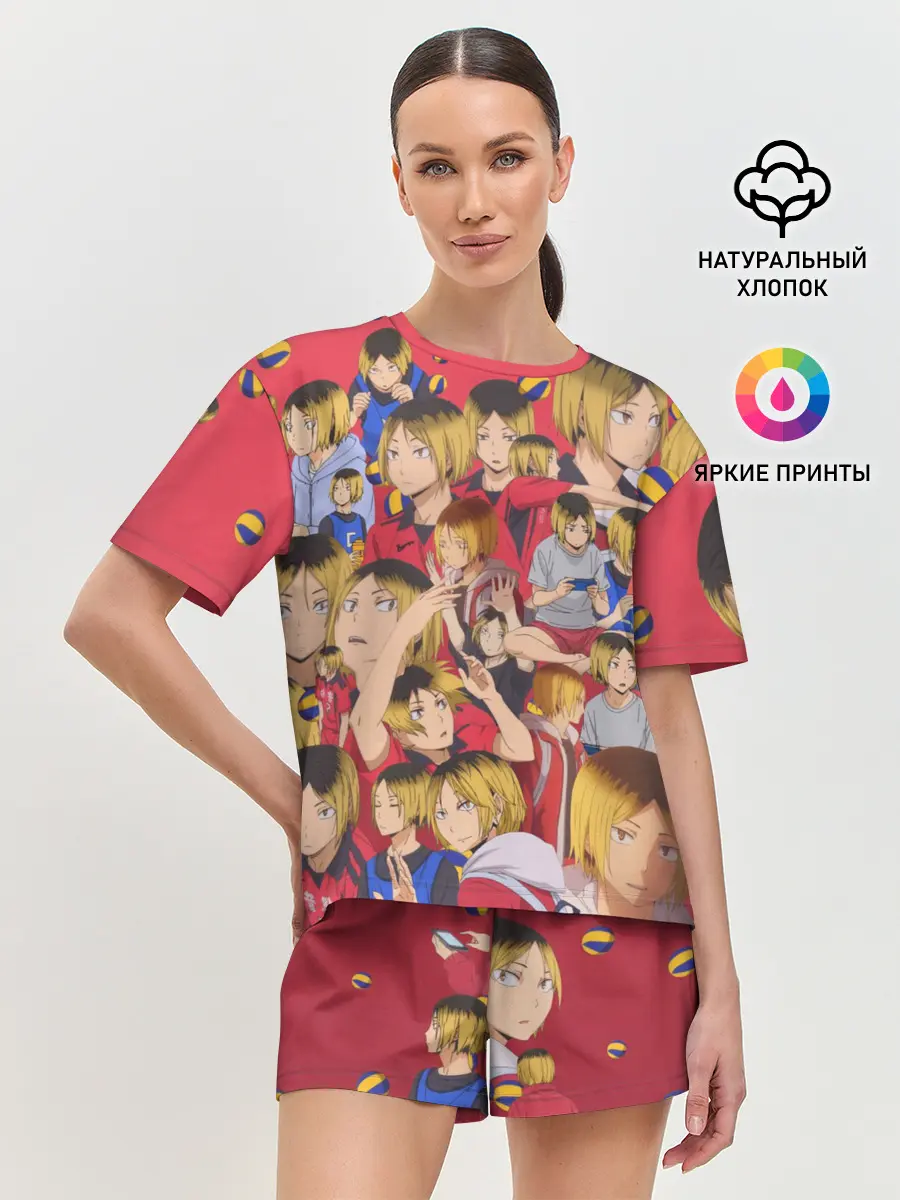Женская пижама с шортами / Kozume Kenma Pattern Color
