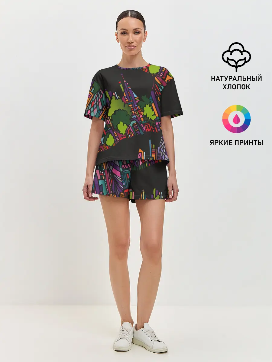 Женская пижама с шортами / Ночные огни