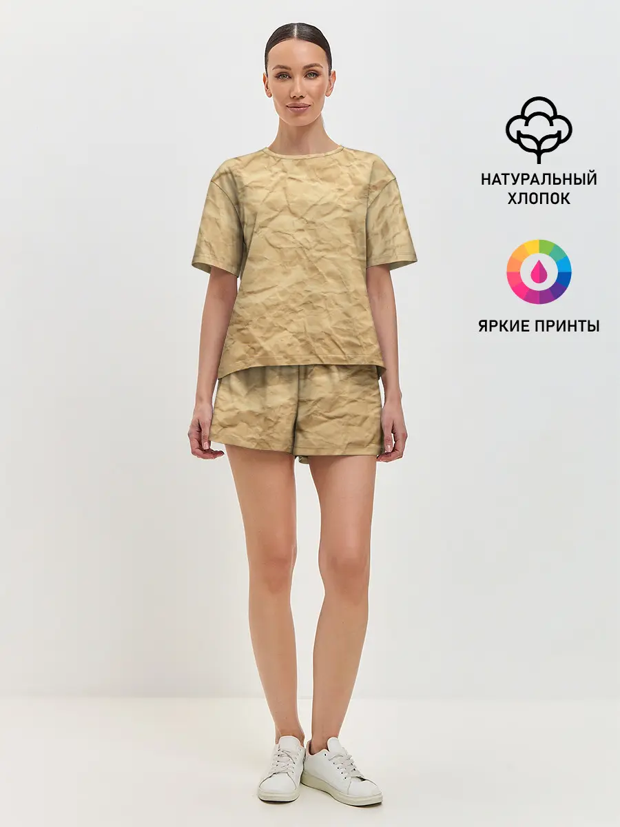 Женская пижама с шортами / БУМАЖНАЯ ТЕКСТУРА
