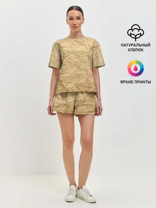 Женская пижама с шортами / БУМАЖНАЯ ТЕКСТУРА