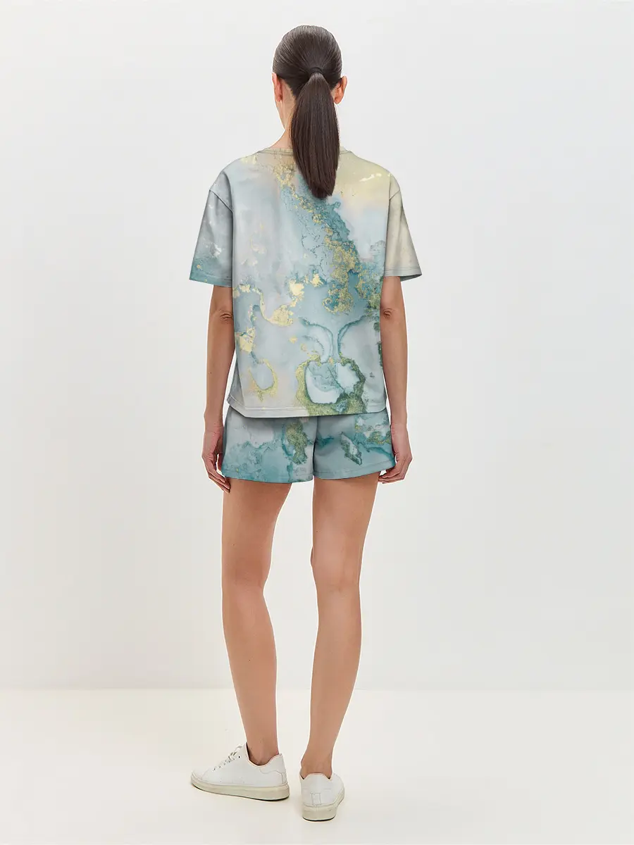Женская пижама с шортами / Абстрактный мрамор