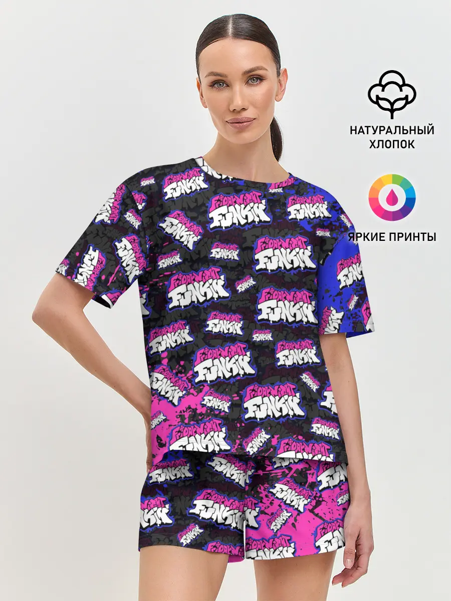 Женская пижама с шортами / FRIDAY NIGHT FUNKIN ЛОГОБОМБИН