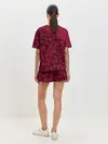 Женская пижама с шортами / Красный комбинированный узор