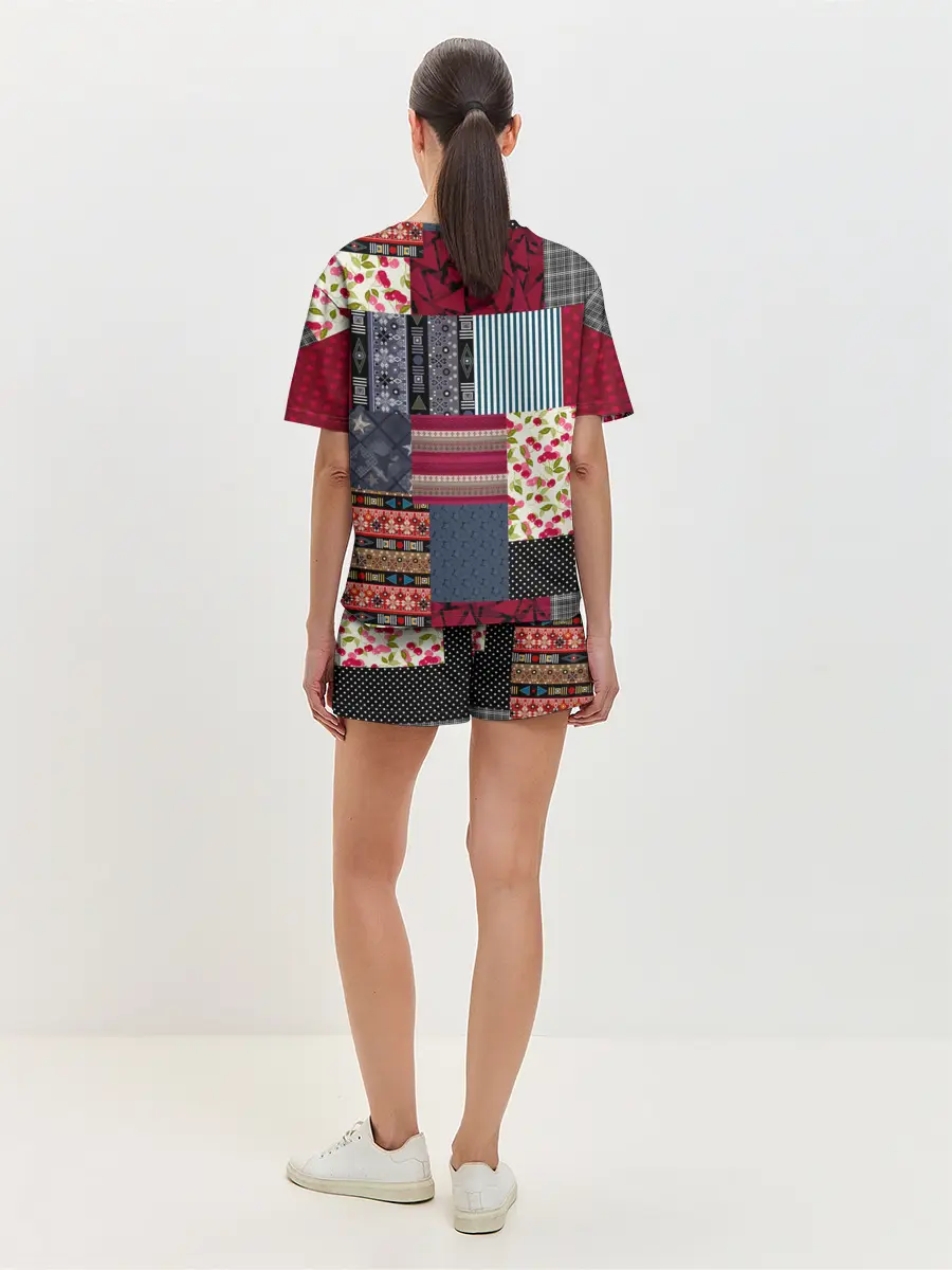 Женская пижама с шортами / Деревенский стиль. Пэчворк.