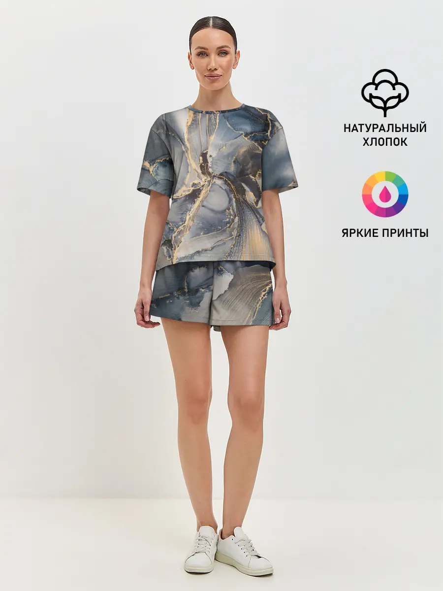 Женская пижама с шортами / Fluid art ink mix