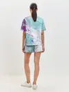Женская пижама с шортами / Цветная морская пена