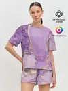 Женская пижама с шортами / Сиреневые разводы краски