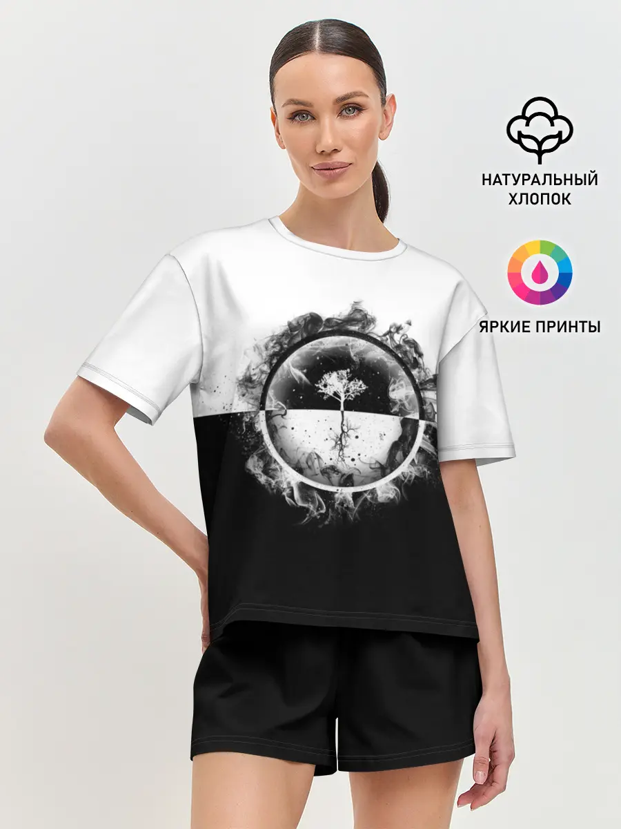 Женская пижама с шортами / Black and White