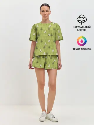 Женская пижама с шортами / Лес | Текстура