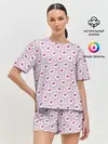 Женская пижама с шортами / Сердечки в облачках