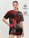 Женская пижама с шортами / Серо-красная абстракция