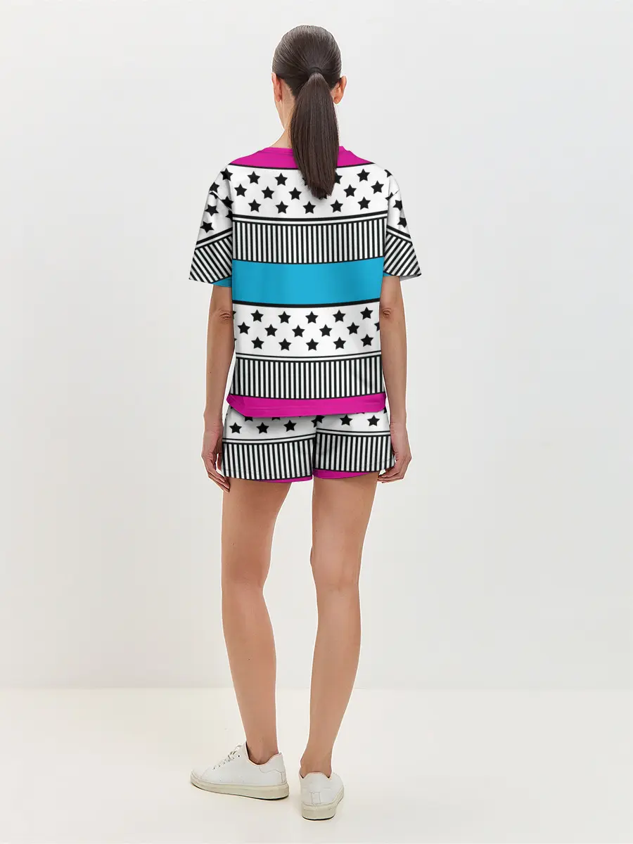 Женская пижама с шортами / Молодежный современный узор